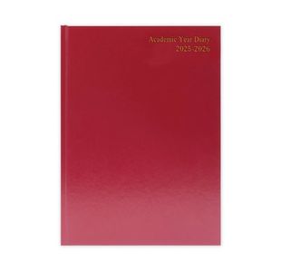 5 Star Academic Diary Day Per Page A5 Burgundy 2025-2026 KF1A5ABG25