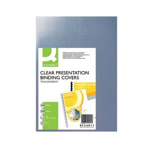 Q-Connect Clear A4 PVC Binding Covers 250 Micron (Pack of 100) KF24011