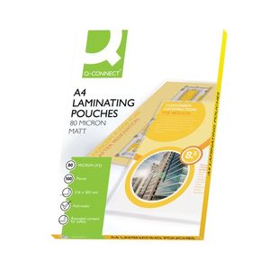 Q-Connect Matt A4 Laminating Pouch 160 Micron (Pack of 100) KF24057