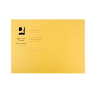 Q-Connect Square Cut Folder Lightweight 180gsm Foolscap Yellow (Pack of 100) KF26027