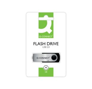 Q-Connect USB 2.0 Swivel 4GB Flash Drive Silver/Black KF41511