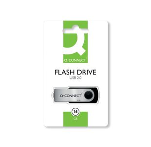 Q-Connect USB 2.0 Swivel 16GB Flash Drive Silver/Black KF41513