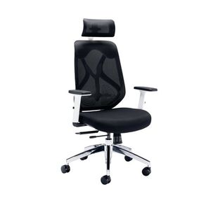 First Stealth Mesh Back Operator Chair Headrest + Arms 660x660x1140-1240 Black/WhiteKF70060