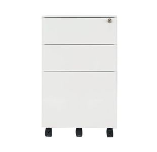 Jemini 3 Drawer Mobile Pedestal Steel 380x470x615mm White KF74156