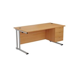 Jemini 3 Drawer Fixed Pedestal 400x655x495mm Grey Oak KF74419