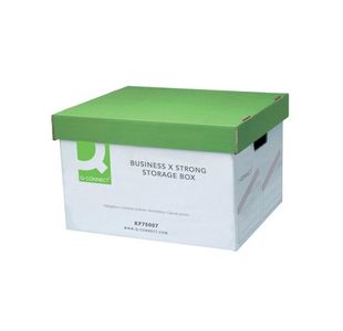 Q-Connect Extra Strong Business Storage Box W327xD387xH250mm Green and White (10 Pack) KF75007