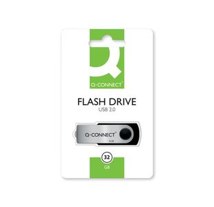 Q-Connect USB 2.0 Swivel 32GB Flash Drive Silver/Black KF76970