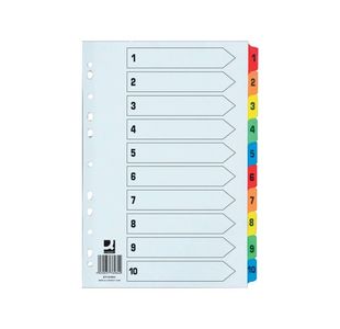 Q-Connect 1-10 Index Extra Wide Reinforced Multi-Colour Tabs KF76984