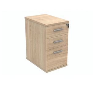 Polaris 3 Drawer Desk High Pedestal 404x600x730mm Canadian Oak KF77875