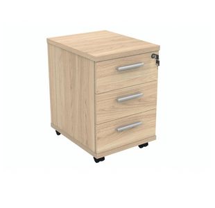 Polaris 3 Drawer Mobile Under Desk Pedestal 404x500x595mm Canadian Oak KF77885
