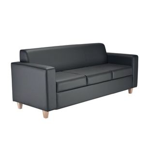 Jemini Iceberg 3 Seater Sofa 1930x750x800mm Wooden Feet Polyurethane Black KF78028