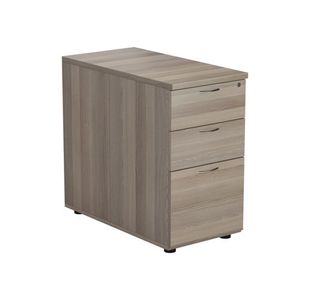 Jemini 3 Drawer Desk High Pedestal 404x800x730mm Grey Oak KF78951