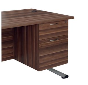 Jemini 2 Drawer Fixed Pedestal 404x500x495mm Dark Walnut KF79861