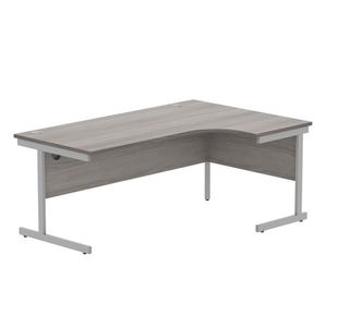 Astin Radial Right Hand Single Upright Desk 1800x1200x730mm Grey Oak/Silver KF800031