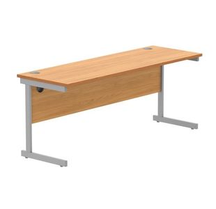 Astin Rectangular Single Upright Cantilever Desk 1800x600x730mm Beech/Silver KF800034