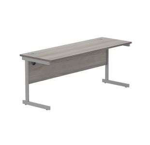 Astin Rectangular Single Upright Cantilever Desk 1800x600x730mm Grey Oak/Silver KF800035