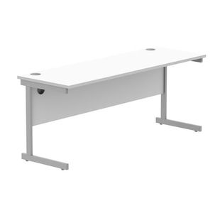 Astin Rectangular Single Upright Cantilever Desk 1800x600x730mm White/Silver KF800038