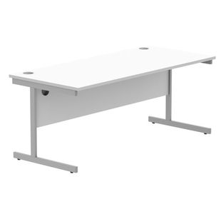 Astin Rectangular Single Upright Cantilever Desk 1800x800x730mm White/Silver KF800042