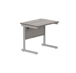 Astin Rectangular Single Upright Cantilever Desk 800x600x730mm Grey Oak/Silver KF800045