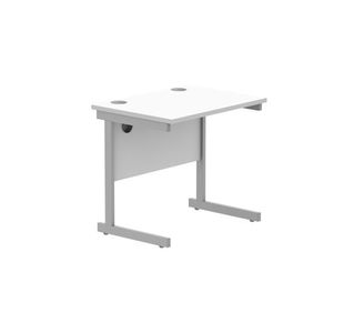 Astin Rectangular Single Upright Cantilever Desk 800x600x730mm White/Silver KF800047