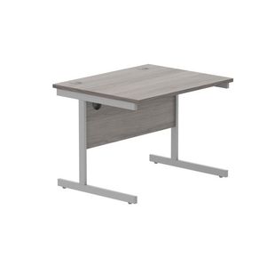 Astin Rectangular Single Upright Cantilever Desk 800x800x730mm Grey Oak/Silver KF800049