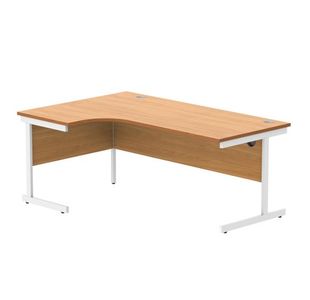 Astin Radial Left Hand Single Upright Desk 1800x1200x730mm Beech/White KF800052