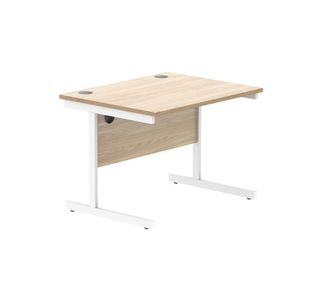 Astin Rectangular Single Upright Cantilever Desk 800x800x730mm Oak/White KF800077