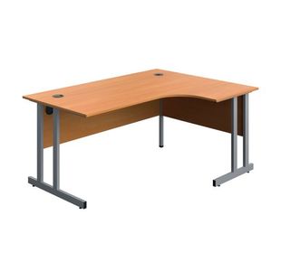 Serrion Twin Upright Right Hand Corner Desk 1600x1200x730mm Beech/Silver KF800232
