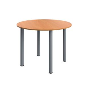 Serrion Pole Leg Round Meeting Table 1000x1000x730mm Beech/Silver KF800233