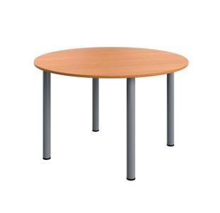 Serrion Pole Leg Round Meeting Table 1200x1200x730mm Beech/Silver KF800234