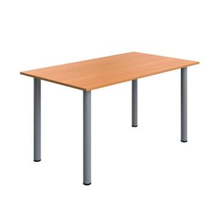 Serrion Pole Leg Rectangular Table 1400x800x730mm Beech/Silver KF800236