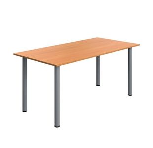 Serrion Pole Leg Rectangular Table 1600x800x730mm Beech/Silver KF800237