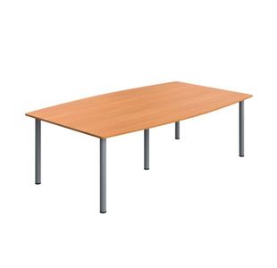 Serrion Pole Leg Barrel Shaped Table 2400x1200x730mm Beech/Silver KF800240