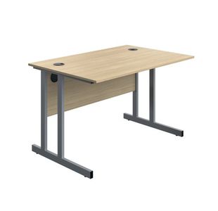 Serrion Twin Upright Desk 1200x800x730mm Oak/Silver KF800252