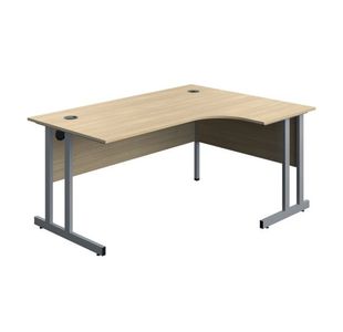 Serrion Twin Upright Right Hand Corner Desk 1600x1200x730mm Oak/Silver KF800257