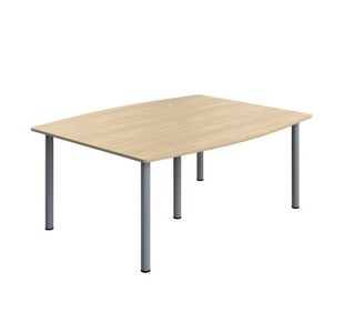 Serrion Pole Leg Barrel Shaped Table 1800x1200x730mm Oak/Silver KF800262