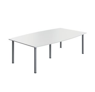 Serrion Pole Leg Barrel Shaped Table 2400x1200x730mm White/Silver KF800286