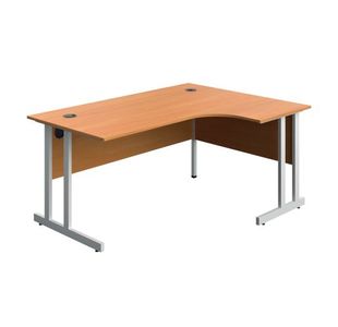 Serrion Twin Upright Right Hand Corner Desk 1600x1200x730mm Beech/White KF800303