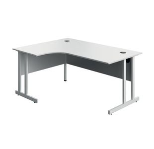 Serrion Twin Upright Left Hand Corner Desk 1600x1200x730mm White/White KF800314