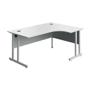 Serrion Twin Upright Right Hand Corner Desk 1600x1200x730mm White/White KF800315