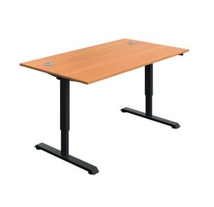 Serrion Single Motor Sit/Stand Desk 1400x800x730-1220mm Beech/Black KF800320
