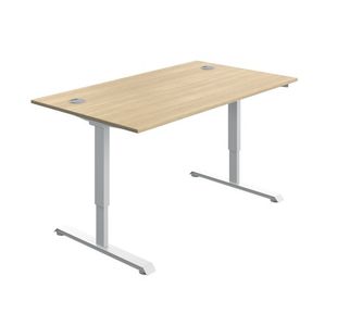Serrion Single Motor Sit/Stand Desk 1400x800x730-1220mm Oak/White KF800328
