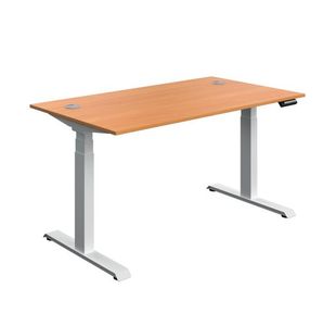 Serrion Dual Motor Sit/Stand Desk 1400x800x630-1290mm Beech/White KF800337