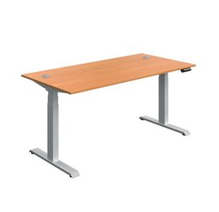 Serrion Dual Motor Sit/Stand Desk 1600x800x630-1290mm Beech/Silver KF800347