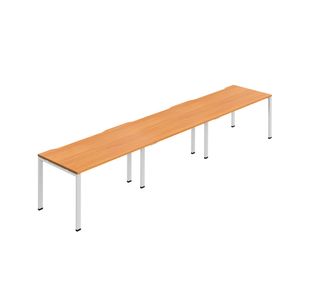 Jemini Three Person Bench Desk 1200x800mm Beech/White (Set of 3) KF800384
