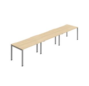 Jemini Three Person Bench Desk 1200x800mm Nova Oak/Silver (Set of 3) KF800394