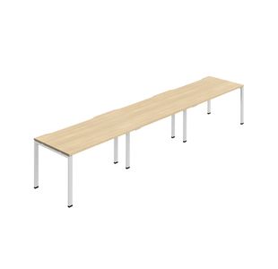 Jemini Three Person Bench Desk 1200x800mm Nova Oak/White (Set of 3) KF800395