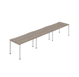 Jemini Three Person Bench Desk 1400x800mm Grey Oak/White (Set of 3) KF800408