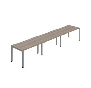 Jemini Three Person Bench Desk 1600x800mm Grey Oak/Silver (Set of 3) KF800423
