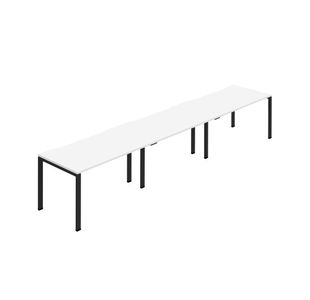 Jemini Three Person Bench Desk 1600x800mm White/Black (Set of 3) KF800429
